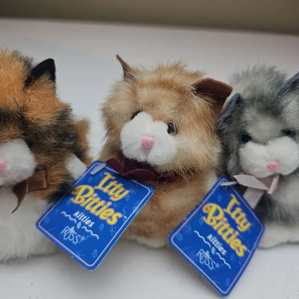 Russ Itty Bitties Kitties Mini Plush Cats Lot of 3 Tags 1995 Vintage